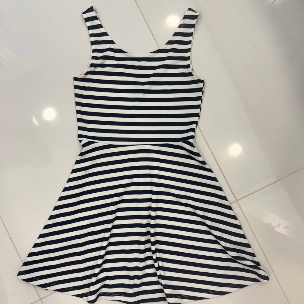 DIVIDED by H&M striped flared mini dress. Black & white stripes. Size small
